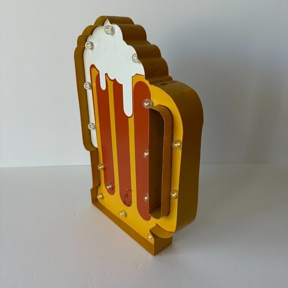 Vintage Tin Metal Yellow & Orange Light Up Beer Mug Wall Decor - Picture 6 of 6